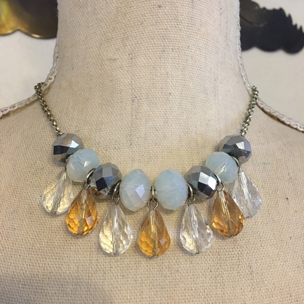 Vintage Liz Claiborne glass crystal necklace